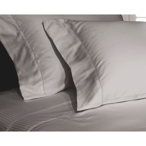 Hotel Grand 1000tc Pinstripe Sheet Set, Grey, Cal King 652566